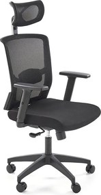Czarny ergonomiczny fotel obrotowy z regulowanym zagłówkiem K3-M90