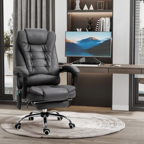 Vinsetto Fotel biurowy ergonomiczny z funkcją masażu masażer szary 65x160x104 cm | Aosom PL