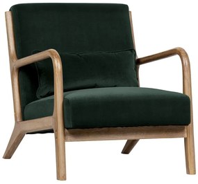 Ciemnozielony aksamitny fotel WOOOD Mark