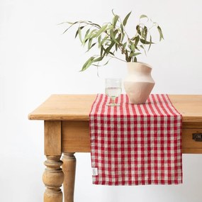 Lniany bieżnik 40x200 cm Red Gingham – Linen Tales