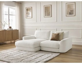 Biały narożnik z materiału bouclé (lewostronny/z szezlongiem) Leonore – Bobochic Paris