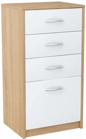 Komoda z szufladami dąb sonoma + biały - Huso 4X