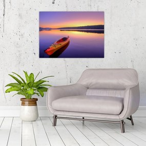 Obraz na szkle - Kajak na jeziorze (70x50 cm)