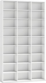 HOMCOM Regał na 835 płyt CD lub 500 płyt DVD, regał na media Blu-ray z 27 przegródkami i 21 regulowanymi półkami, biały | Aosom PL