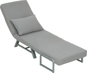 HOMCOM fotel rozkładany, fotel tapicerowany, przekształcany w łóżko dla gości, ergonomiczny, jasnoszary