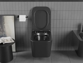 Mexen Teo miska wc Rimless z deską wolnoopadającą slim, duroplast, czarna mat - 30850685