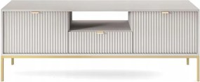 STOLIK RTV SZARY CZARNY / ZŁOTY STELAŻ 154x56x39 cm, stalowy stelaż, NOVC