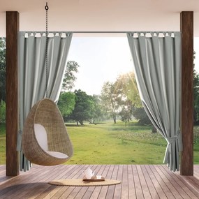 Zasłona na taras altana srebrna wodoodporna szelki/rzepy - 155x260 cm