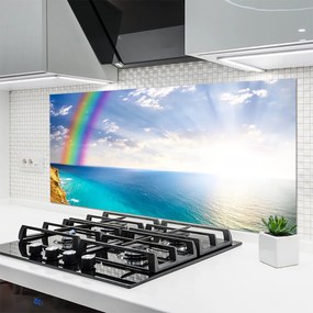 Panel Szklany do Kuchni Magiczna Tęcza nad Oceanem