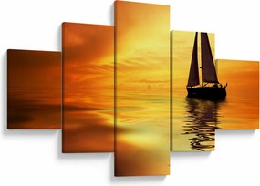 Obraz - Żaglówka o zachodzie słońca (125x70 cm)