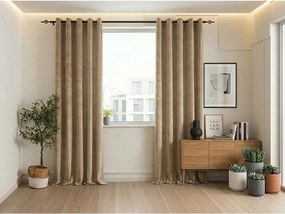Zasłona zaciemniająca ELVIO VELVET 140x250 cm, beżowa Zawieszanie: Metalowe pierścienie