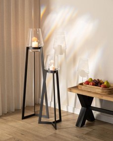Świecznik ze szklanym kloszem Loft Glow mały 27x27x86 cm
