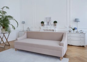 Notting Hill sofa 3-osobowa z funkcją spania i z pojemnikiem na pościel, krawędzie obszyte kedrą. Sofa w stylu modern classic. Sofa do salonu w stylu nowojorskim. Tkanina Matt Velvet, wiele kolorów do wyboru.