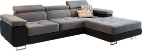 Masseno Narożnik ELMA z funkcją spania i pojemnikiem na pościel, Rozkładana sofa - Jasnoszary, MONOLITH 84 + MONOLITH 95