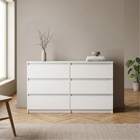 Komoda NUDO 120 cm do Salonu Sypialni 6 Szuflad Biały