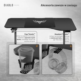 Biurko gamingowe elektryczne Diablo X-Tensio 160 cm, kolor czarny carbon