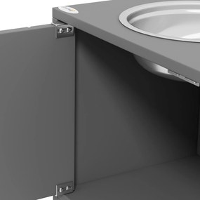 PawHut Podwieszona stacja karmienia z 2 miskami ze stali nierdzewnej i 44 L pojemnością, drzwiami magnetycznymi, dla dużych psów, Szary