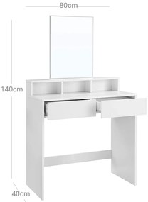 Toaletka z lustrem ANGLE 80x40cm, biała