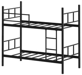 Metalowe łóżko piętrowe MAVEN 90x200 cm czarne nośność 2x100 kg