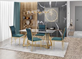 Szklany stół w stylu glamour Konami na złotych płozach