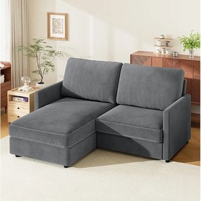 2 -SEatter narożna sofa - Odwracalny prawy / lewy kąt - 180x140x86cm - W żebrowej aksamitnej tkaninie - MAX 300 kg obciążenia - antracyt szary