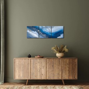 Obraz - Abstrakcja oceanu (z zegarem) (90x30 cm)