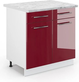 Szafka dolna do kuchni bordowa czerwień wysoki połysk 80x60x82 fame-line