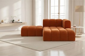 Szezlong z pufą Grand, tkanina Salvador, Brązowy, Prawy