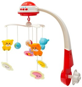 Karuzela Baby Mix nad łóżeczko z projektoremświetlnym, czerwona