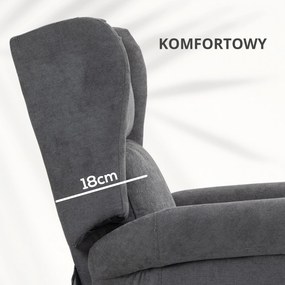 HOMCOM Fotel relaksacyjny z funkcją leżenia i pomocą przy wstawaniu do 200kg ciemnoszary 72,5x94x109cm | Aosom PL