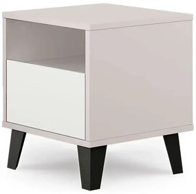 Skandynawski stolik nocny na czarnych nóżkach kaszmir + biały K8-Z49