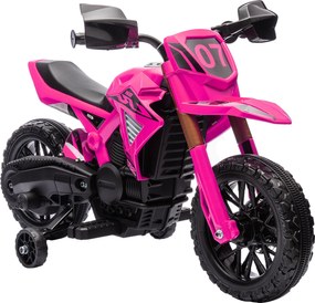 AIYAPLAY Elektryczny Motocykl dla Dzieci 12V z Kółkami Bocznymi, Pojazd dla Dzieci z Klaksonem i Dźwiękiem Startu, 3 km/h, Różowy