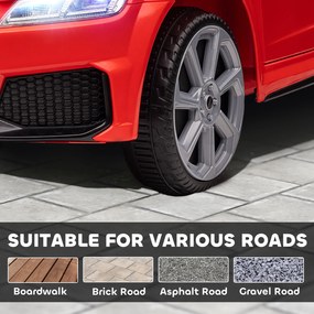 HOMCOM Elektryczne Autko dla Dzieci 12V z Pilotem 2,4G, Muzyką, Klaksonem, Pojazd z Oświetleniem LED, Port USB/MP3, Funkcją Do Tyłu, dla Dzieci 3-5 Lat, Czerwony