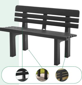 Ławka ogrodowa GENZIANA, 110x52x71cm, antracytowa I.P.A.E-Progarden