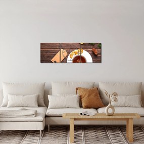 Obraz - kubek z dekoracjami (z zegarem) (90x30 cm)