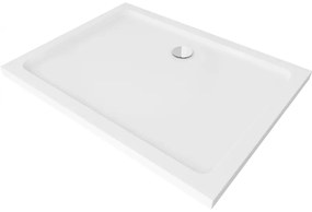 Mexen Flat brodzik prostokątny slim 140 x 90 cm, biały, syfon chrom - 40109014