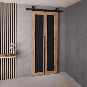 Drzwi Przesuwne QUDIO M1 Dąb Craft Złoty + Czarny 70