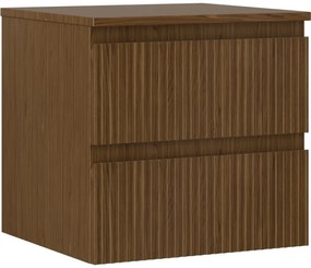 Mexen Rivel szafka łazienkowa podumywalkowa 50 cm z blatem, 2 szuflady, ryflowana , orzech - 91A20-05047-2-BFFC86