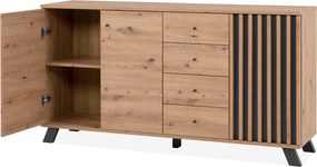 Komoda z lamelami Medan 3D4S dąb artisan/antracyt