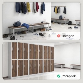 Szafa socjalna 6-drzwiowa Eco Design Igor, 90x45x185 cm, biały/orzech