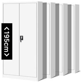 Zestaw 4x biurowa szafa metalowa na akta JAN H, 900 x 1950 x 400 mm, biała