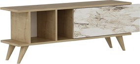 Stojak pod telewizor – 120 cm x 30 cm x 45 cm – Dąb szafirowy i marmur – Płyta wiórowa pokryta melaminą