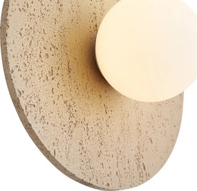 Lampa ścienna Japandi okrągła z kamienia naturalnego ze szkłem opalowym - Josie