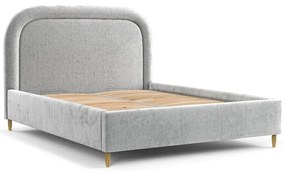 Jasnoszare tapicerowane łóżko dwuosobowe ze schowkiem i stelażem 180x200 cm Mija – Maison de Rêve