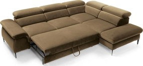 Oliwkowy narożnik nowoczesny z funkcją spania K1-R93