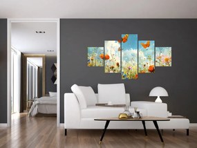 Obraz - Motyle na letniej łące (125x70 cm)