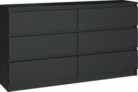 Komoda Malwa M6/140 | Czarna| 138x40x75 cm | 6 Szuflad
