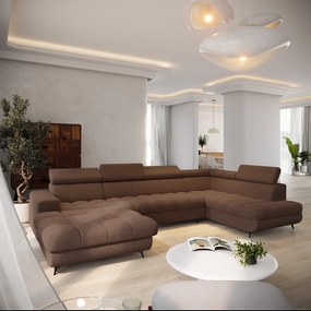 Masseno Narożnik CORENO z funkcją spania i pojemnikiem na pościel Narozniki U, Rozkładana sofa - Brązowy, QUELLE 25