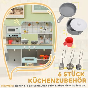 AIYAPLAY Zestaw kuchenny dla dzieci, kuchnia z efektami, ekspres do kawy, piekarnik, dużo miejsca do przechowywania, MDF, stal, dla dzieci od 3 lat