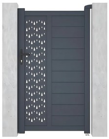 Skrzydłowa, pół-perforowana aluminiowa furtka z wzorem Dł.103 x Wys.181 cm antracytowa GREGOR